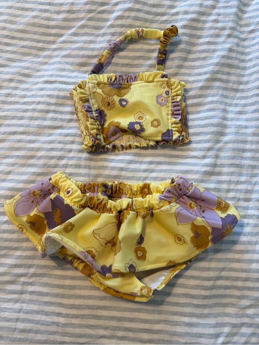 Toddler Girls Yellow Floral Ruffle Bikini Set - Kids Accessories